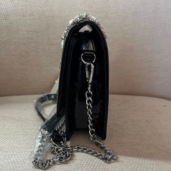 Rachel Zoe Glossy Black Clutch with Crystal Accents - Picture 4 of 16